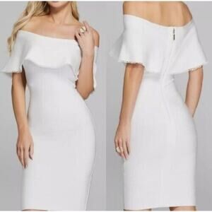 Guess By Marciano Meldon Off The Shoulder Bandage Dress White Womens Size XS